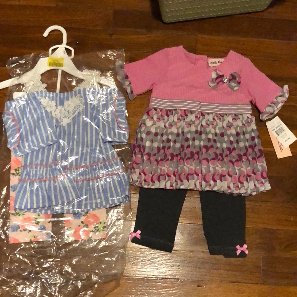 NWT 12 month Little Lass outfit sets
